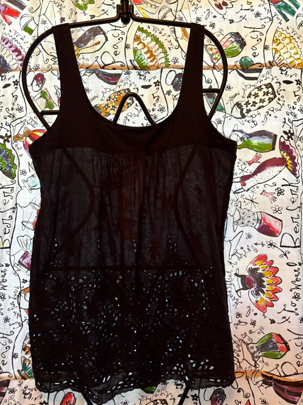 100% cotton eyelet tunic tank